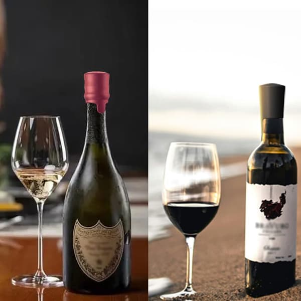 8 stk. (Sort x4 + Rød x4) Champagnepropper til flasker, madkvalitetsgummipropper til vin