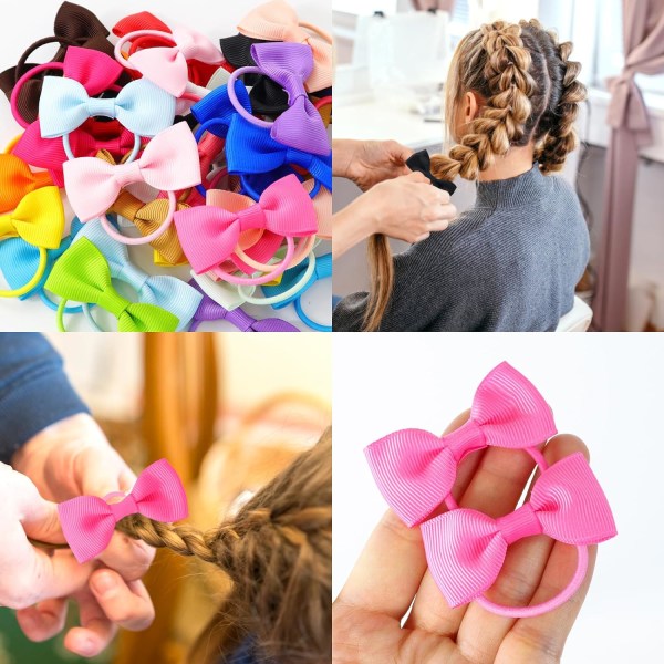 20 STK Babypiger-hårsløjfer, Grosgrain Ribbon-hårbånd, hestehaleholder, hårbåndstilbehør til T