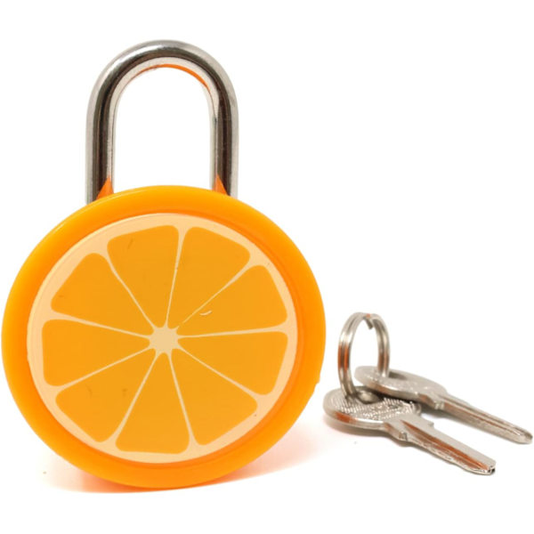 1 stk. Sød Orange Frugt Hængeslås Mini Hængeslås Lås med Nøgler - til Smykkeskrin, Pung, Håndtaske, Rygsække, Skab, Skat