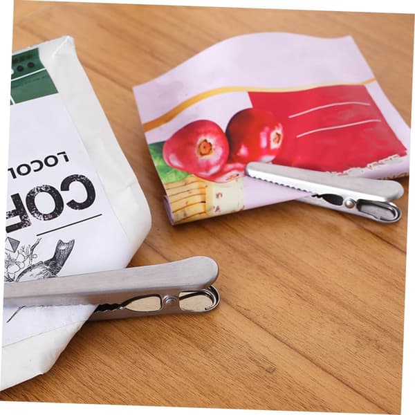 4 Stykker Forseglingsclips Forsegler Snack Clips til Lukning af Chips Lange Forseglingsclips Rustfrit Stål Icing Clips til Plastikstål