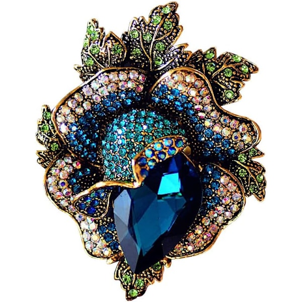 Roskristallblom Brosch Vintage Palatstil Rhinestone Lapel Nål Bröllop Brud Stora Broscher För Kvinna Smycken Clot