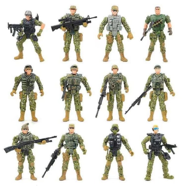 12 Militære Soldat Model Legetøj, Leddelt Bevægelig Soldat Model, Specialstyrker med Våben