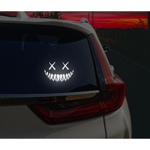 Reflekterende Smile Demon Bilmærkat, Sjovt Cool Udskåret Vandtæt Bilvindue Mærkat