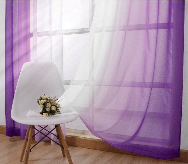 （1,32x1,6cm, väri violetti） 2 läpikuultavan pellavan verhon sarja