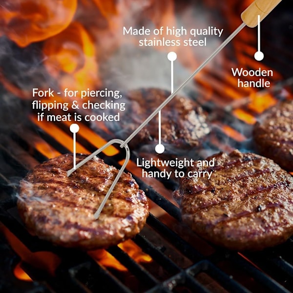 3-delad Essentiell Utomhus BBQ-verktygssats med Tång, Gaffel och Spatel för Alla Grillbehov