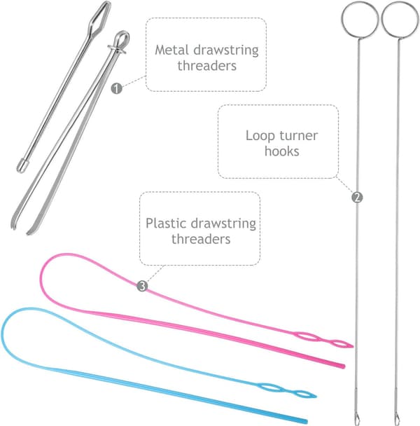 Sætsyning Loop Kit, Inklusive Loop Turner Krog Fleksibel Snor Tråder Metal Pincet Lang Loop Turner Værktøj med Lås til DIY Strikketilbehør