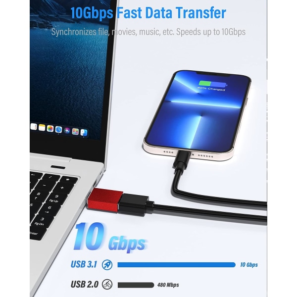 Musta USB C - USB 3.1 OTG -sovitin (3 kpl), USB Type C -uros
