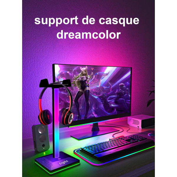 RGB Gaming Headset Light Stand with USB Port RGB Light Stand for PC Desktop Gaming Headset Accessori