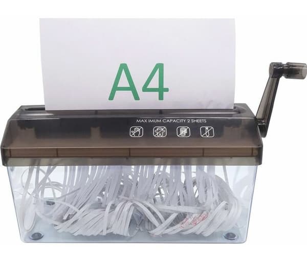 A4-papirshredder - Bærbar manuel dokumentshredder til kontor,