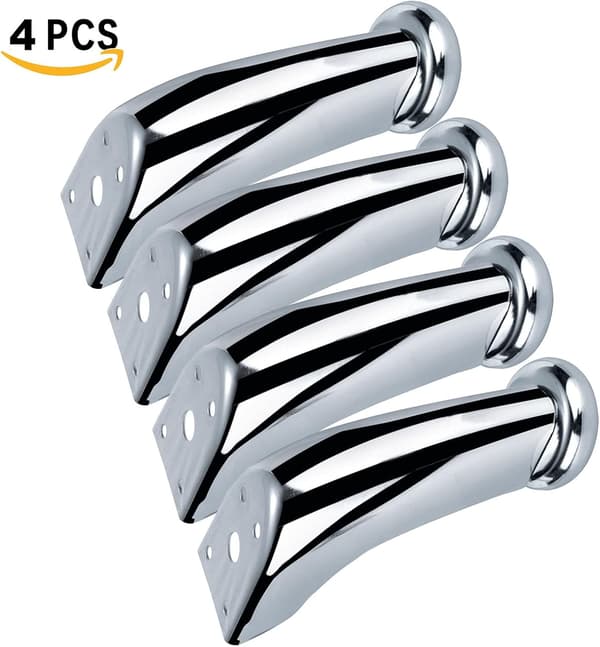4 Stycken Möbelben, Kromade Järnben, Lutande Soffben, Soffbordsben, Sneda Bordsben, för Soffor, Stolar, Pallar, Skåp (Silver, 9,5cm)