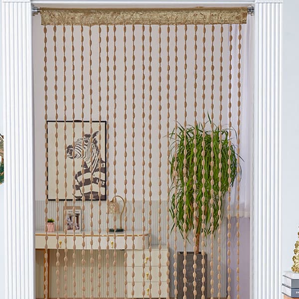 Træperle dørgardin til entré, polyester, 100 cm x 200 cm