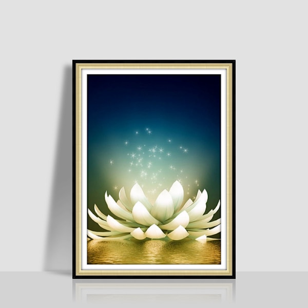 (40x30cm)DIY 5D#6 Diamantmaleri Kit Complet, Lotus Diamant Pe