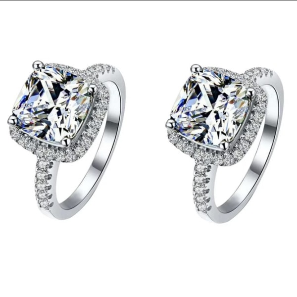 2 Ringar Knuckle Stacking Ringar Inlagd Fyrkantig Super Flash Ädelstensring Klassisk Dam Ädelstensring