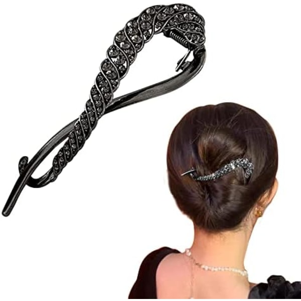 Metal Rhinestone One Word Hair Clip, French Barrettes Jaw Clip, Hairpin - Durable for Everyday Use - Versatile Accessory