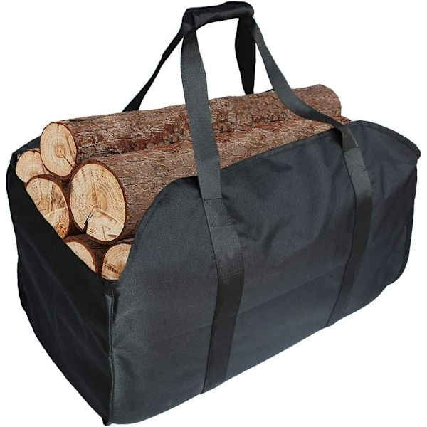1 stk Premium Vedpose, Laget av Polyester, Bærbar Vedkurv, Sammenleggbar Peispose, Vanntett Peispose (Bl
