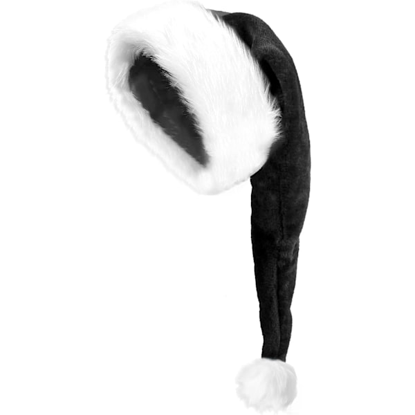 Fluffig Svart och Vit Jultomtehatt Set med Plyschkant och Foder för Vuxna Män Kvinnor - Jul, Nyårsfesttillbehör
