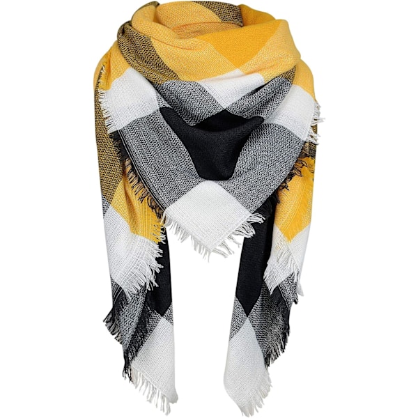 Gul Grå Sjal Plaid Tæppe Tyk Vinter Sjal Tartan Chunky Wrap Oversized Shawl Kappe Sjal