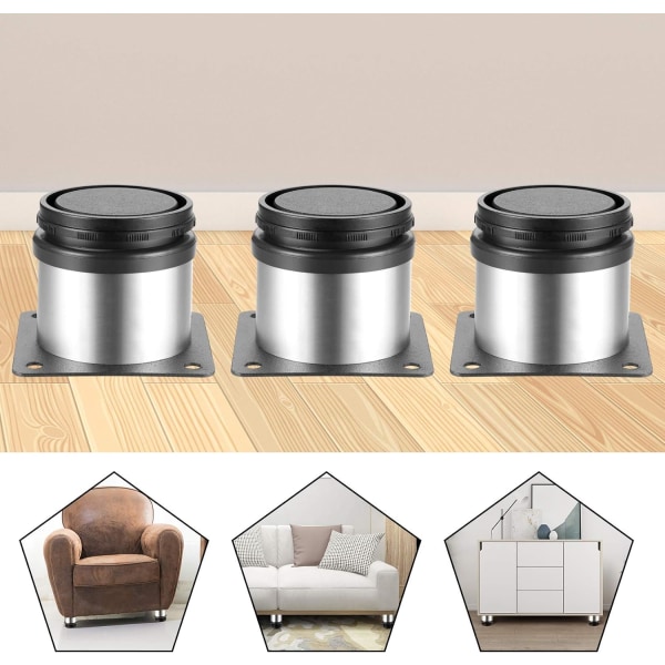 (50X100MM, sølv)4 stykker justerbare møbelfødder, metal højdejusterbare bordben, køkkenpels