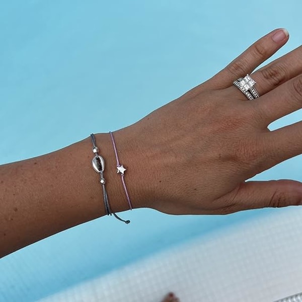 2 Selvlavede smykker Sølv Shell Armbånd til Kvinder, Håndlavet Adju