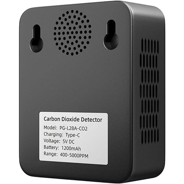 5 i 1 digital CO2-måler, karbondioksid, USB, luft, HCHO, multifunksjonell