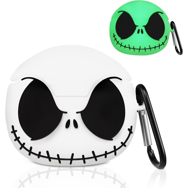 för Airpods 4 Skal - 3D Självlysande Söt Rolig Smiley Dödskalle Karaktär Anime Läskig Skräck Cool Design med Karbinhake Nyckelring för Kvinnor Tjej