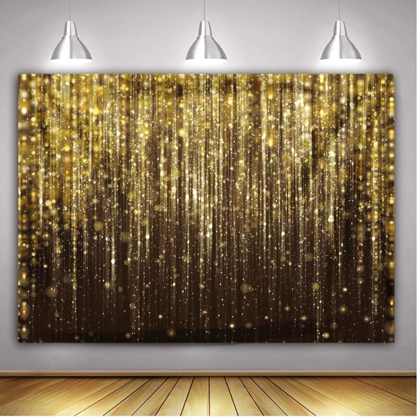 Gold Happy Birthday Backdrop for Adults Birthday Party Decoration