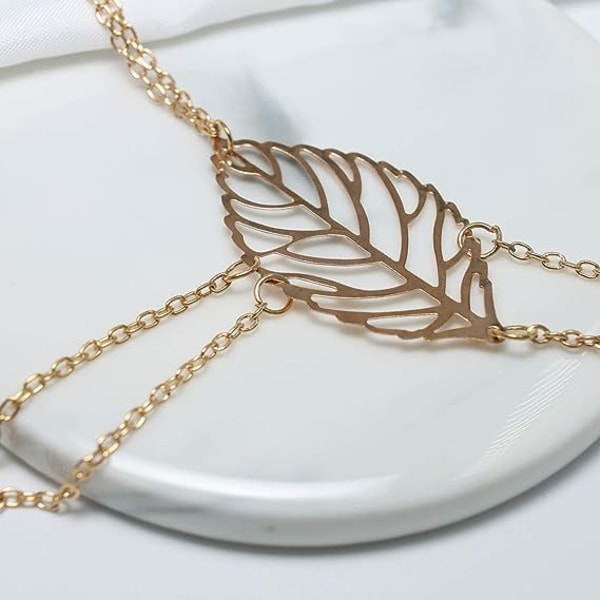 Bohemiskt armband med justerbar gyllene bladring för kvinnor