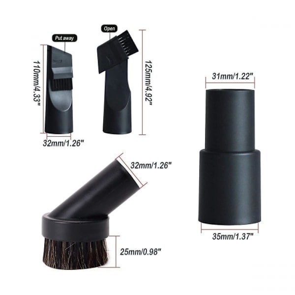 6-pakkaus 32mm pölynimurin suuttimia, pölynimurin kärjet