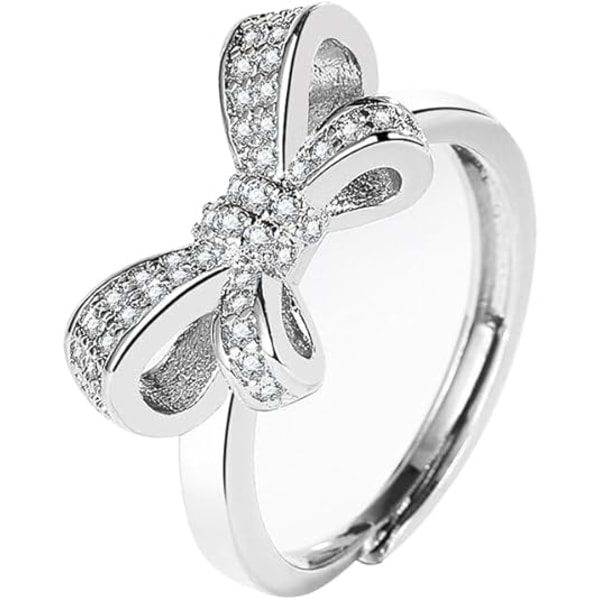 S925 Sterling Silver Ringar för Kvinnor, Rosettformade Justerbara Ringar för Kvinnor Kubisk Zirkonia Band Tumm Ring, Unik Design Statement Ring