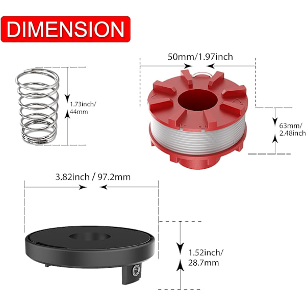Reservedelsspole til trimmer, kompatibel med Einhell GE-CT 36/30Li E,