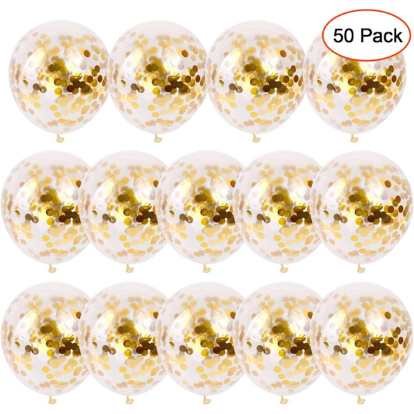 50 stk. guldkonfettiballoner, guldglitter latex heliumballoner til børn f