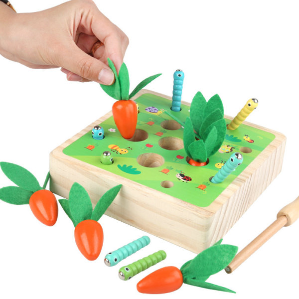 Jeu de bébé jouet en bois, puslespil de carotte Montessori en bois,