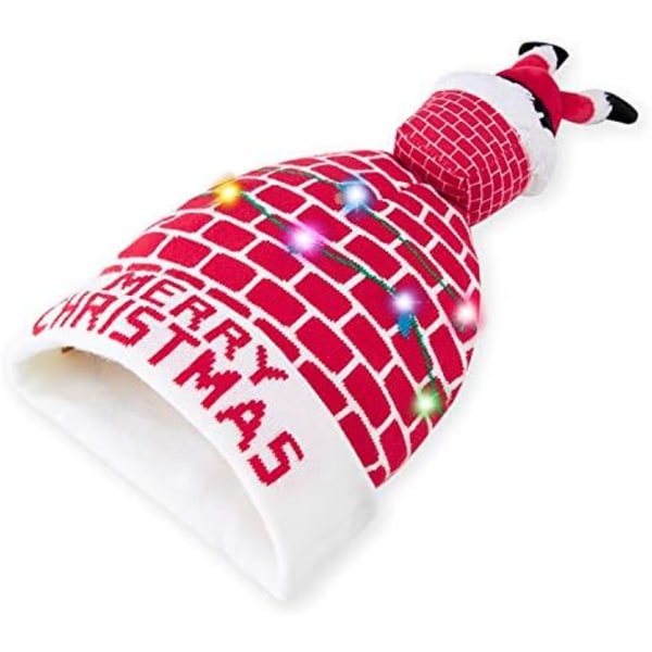 22cm Unisex Stygg LED Julehatt Nyhet Fargerik Lysende Stilig Strikket Genser Julefest Beanie Caps