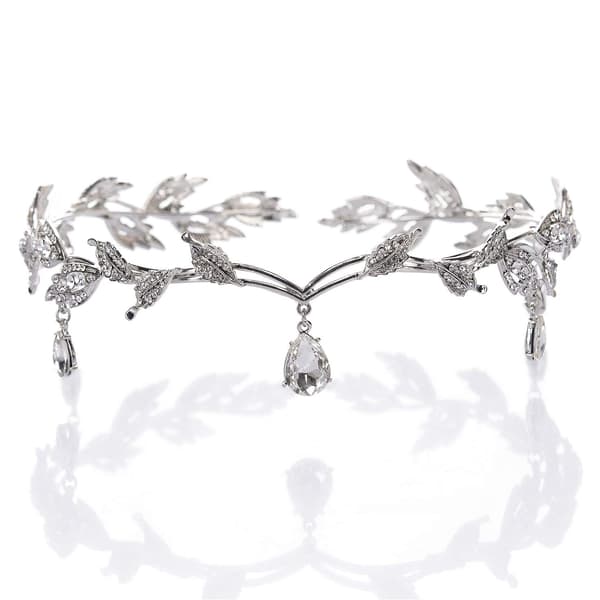 Rhinestone Leaf Bryllup Tiara Hodebånd for Bruder, Rose Gold Crow