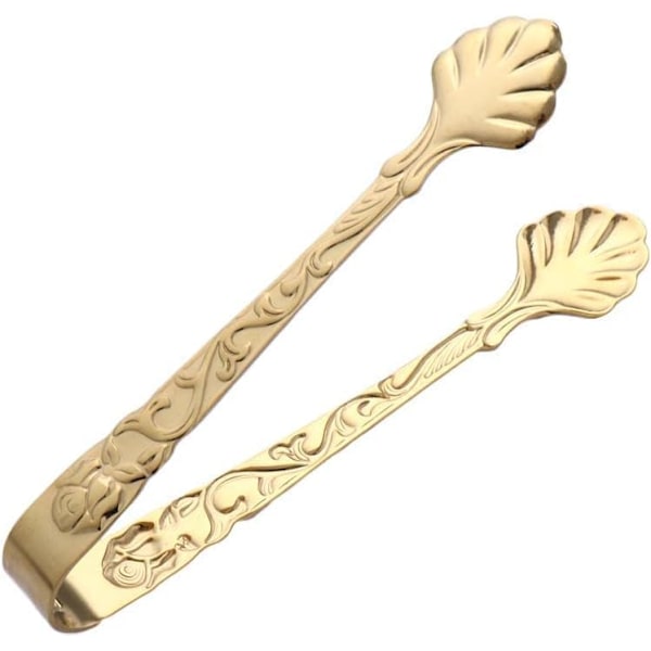 Guld Mini Serveringstänger, Vintage Rosrelief Handtag Isbitsklämmor Sockertänger, Rostfria Sockertänger, för Te Kaffe Förrätter Desserter