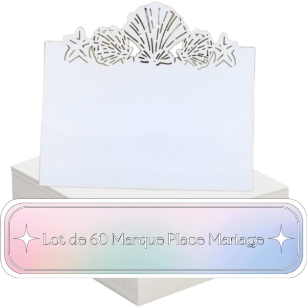 60 bröllopsplatsmärkeskort Placeringskortsnamnhållare Vikbara papperskort Vitt bord för dekoration