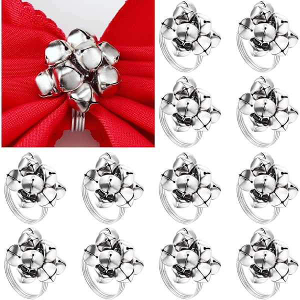 12 st julbells servettringar set julbells servettringar bell jul servetthållare silver jul servetter