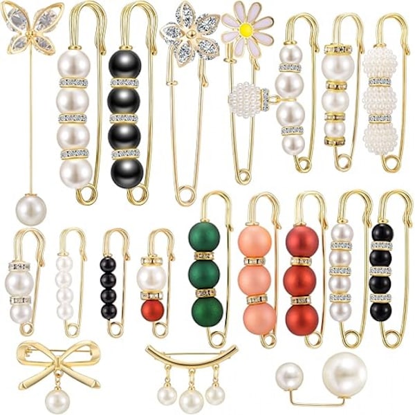 Helmi Brossi, Neulehuivi Hattupidike Kaulanappi Pinssi Kaksois Faux Helmi Brosseja 20 Pcs