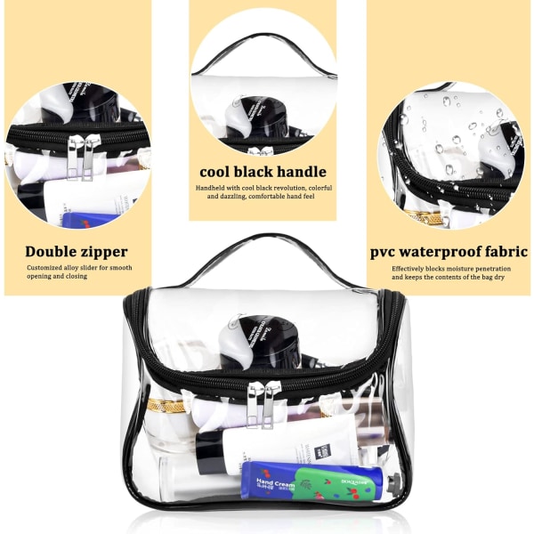 Hopea/musta 2 kpl Läpinäkyvä matkatuotepussi PVC Waterpr