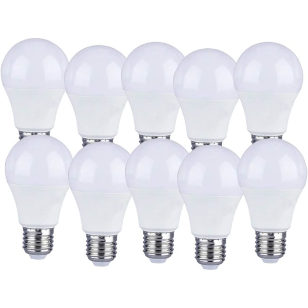 10-pack E27 9W A60 LED-lampor - Varmvit ljus