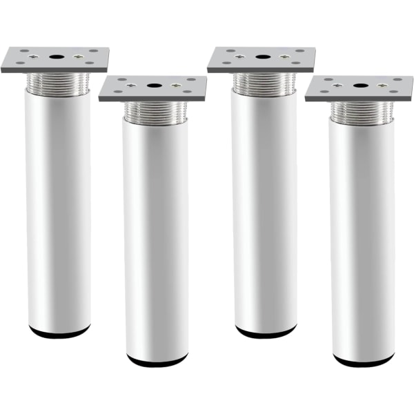 4 Pieces Adjustable Furniture Legs, Metal Table Legs 200 mm Height Bed Legs Aluminum Alloy Matte Sil