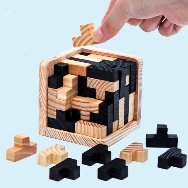 54 kpl T Puinen 3D-rakennuspalikkayhdistelmiä opettavainen lelu mustavalkoinen aivopalapeli C:lle
