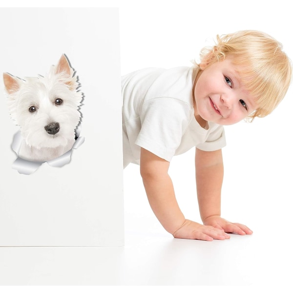 Sett med 2 West Highland White Terrier Dog 3D veggklistremerker fo