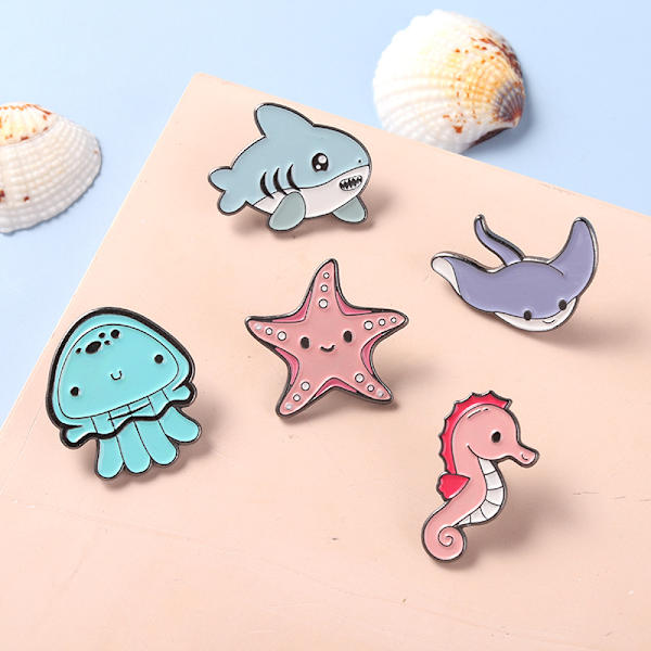 Sæt med 5 Søde Emblempinde Sæt Lapel Pins Brocher, Marine Li