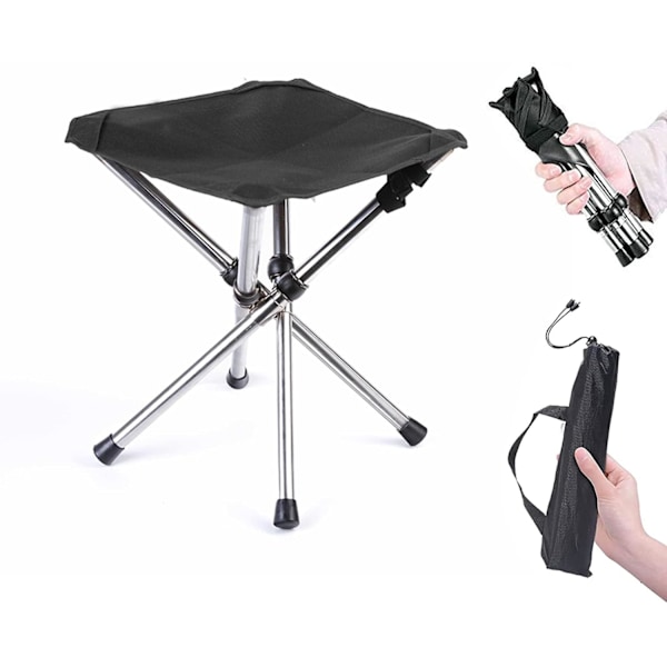 1 stk. Bærbar Campingstol, Sammenklappelig Campingtaburet, Foldbare Campingtaburetter, Mini Bærbar Klapstol, Lille Campingstol i Aluminium, til Rejser Hiki