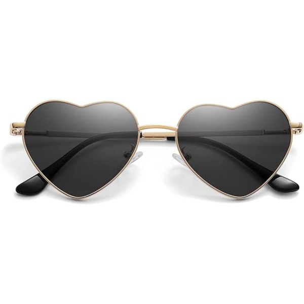 Sort Hjerte Solbriller Kvinder - Polarized Heart Solbriller Vintage