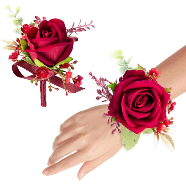 Corsage og Boutonniere Sæt til Brudgom Brud Groomsmen Brudepiger Bryllupsfest Prom, Arti