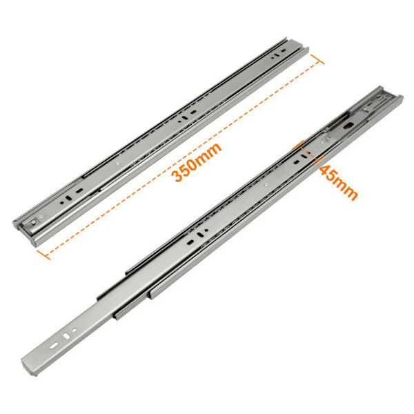 4 stk 350mm skuffeskinner Skuffeskinner med automatisk retur Full Extension Slide 45mm