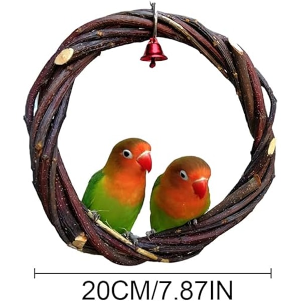Träfågel Leksaker, 20×20×6cm Papegoja Gunga, Träfågelgungor, Naturligt Trä Papegoja Pinnar, med Klockor, för Undulater, Co