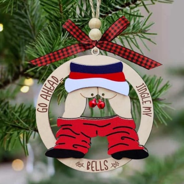 Morsomme Julepynt 2024, Bytt Morsomme Pynt for Voksne, Frekke Stygge Julepynt i Tre, Inapp